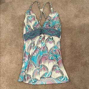 Sky Multicolor Braided Strap Top silk leather tank